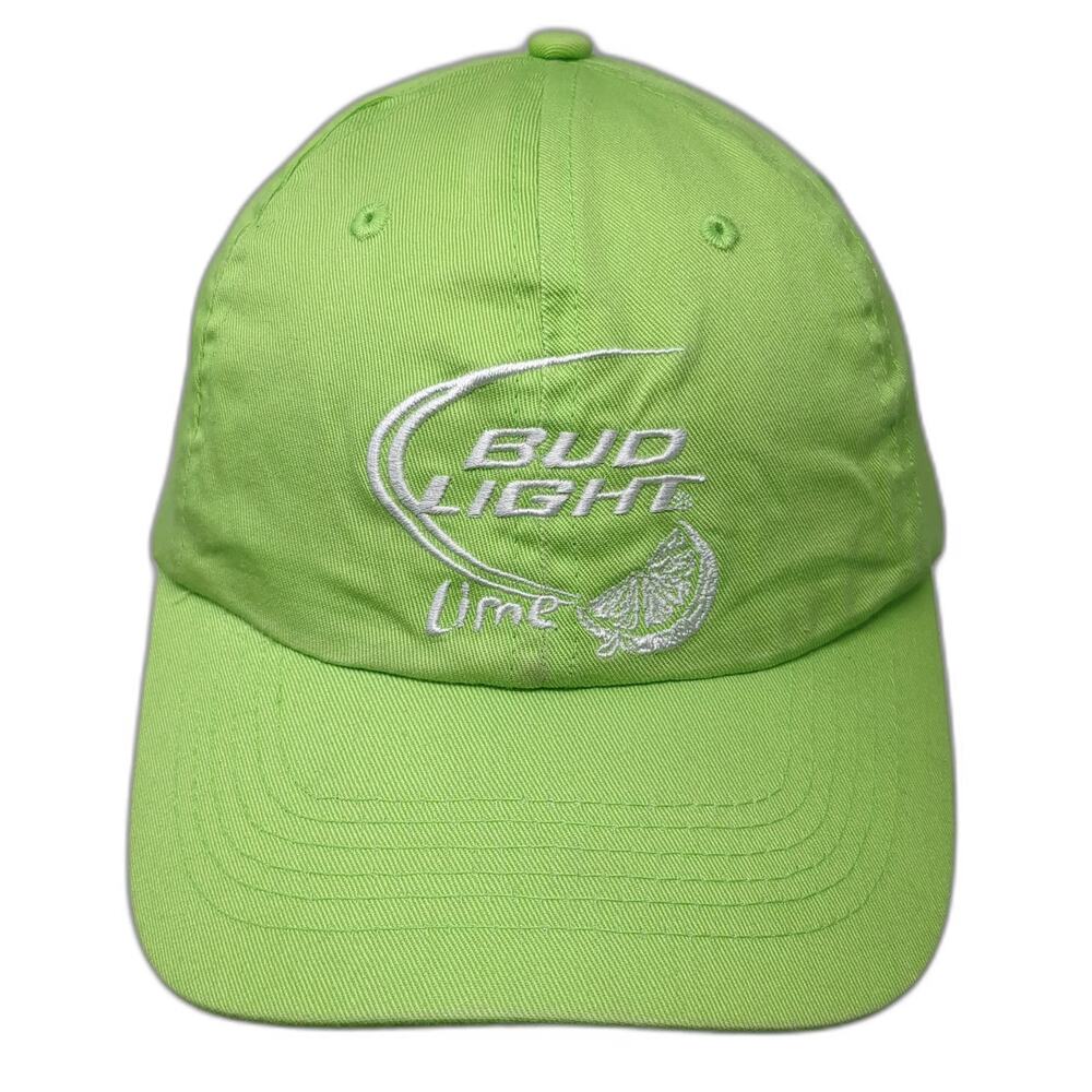 Bud Light Green Baseball Cap One Size Strapback Hat Embroidered Beer Lime Wedge
